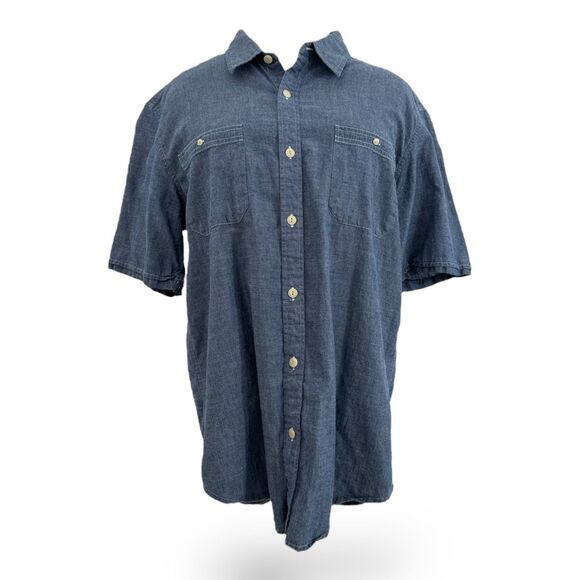 St. John's Bay Chambray Short Sleeve Men's Button-up Shirt Outfitters Sz Lrg EUC - Picture 1 of 7